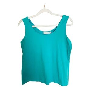 Chicos Womens T-Shirt Tee Size 1 Sleeveless Shirt Tank Top Turquoise